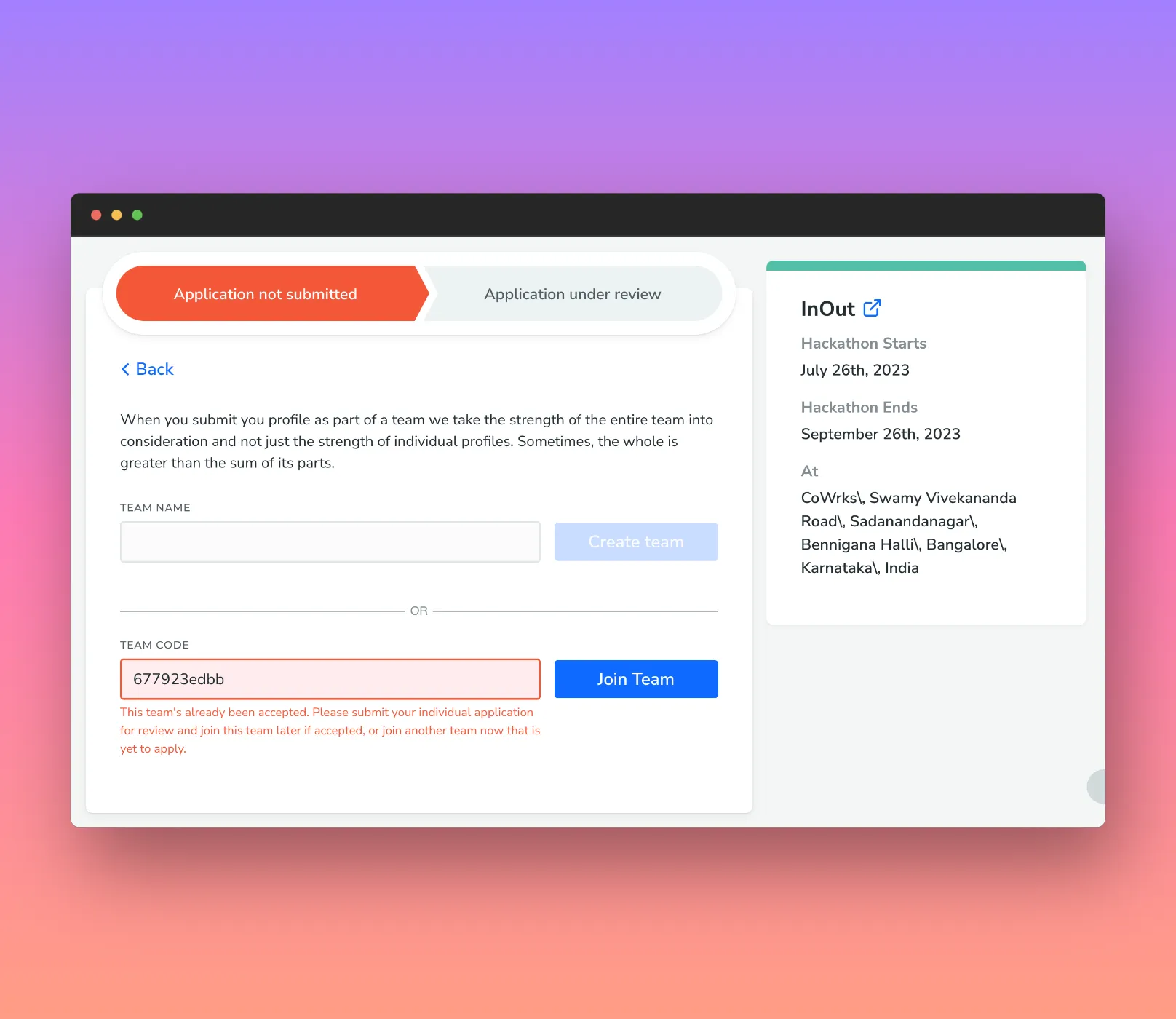 Edge case of joining accepted teams